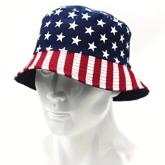 Reversible Red White & Blue Bucket Hat - Picture 4 of 5